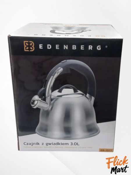 Чайник для всіх видів плит зі свистком на 3 літри Edenberg EB-1977 сріблястий DD19773626 фото