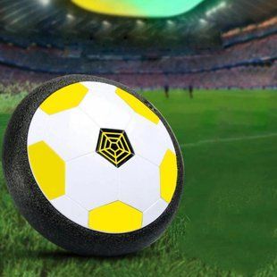 Интерактивный мяч для дома Hoverball с LED подсветкой и музыкой Аэрофутбол Желто-белый TC15601 фото