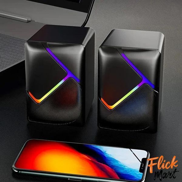 Комп'ютерні колонки із RGB- підсвіткою для ПК та ноутбука комплект акустики для комп'ютера JEDEL S526 чорні ND526223 фото