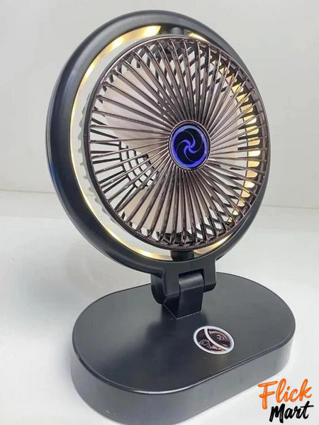 Аккумуляторный вентилятор WL-1564 с LED-подсветкой 3 режима мощности портативный настольный вентилятор Black MT1564413 фото