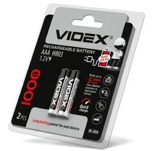Аккумулятор VIDEX HR03 AAA Ni-MH 1000mAh 1.2V 2 шт FNHR031000/51 фото