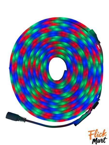 Світлодіодна герметична неонова стрічка NEON LED 12В-220В IP65 з блоком живлення та пультом 5м Різнокольорова DT8491215 фото