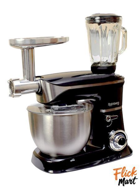 Кухонний комбайн тістоміс м'ясорубка та блендер Rainberg RB-8080 3 в 1 2200W Black D80804003 фото