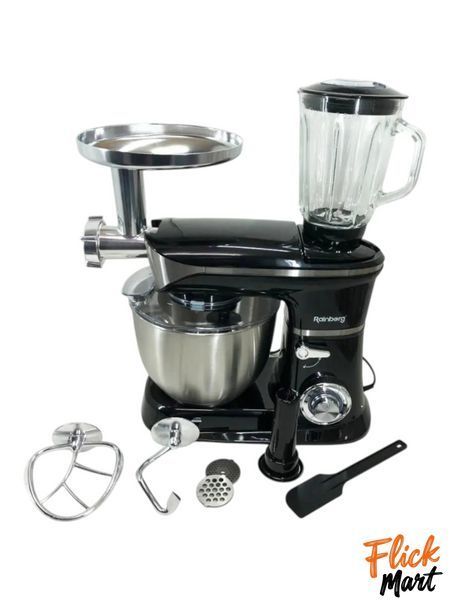 Кухонний комбайн тістоміс м'ясорубка та блендер Rainberg RB-8080 3 в 1 2200W Black D80804003 фото