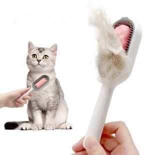 Щётка для вычесывания шерсти домашних животных 4 в 1 Pet Cleaning Comb с массажем и чисткой вещей Розовый NS78 фото