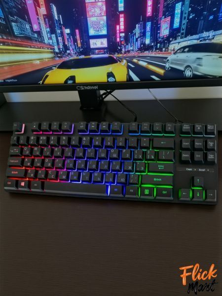 Мембранна ігрова клавіатура TLK 8980 87 клавіш чорна з RGB-підсвіткою USB-підключення МТ8980370 фото