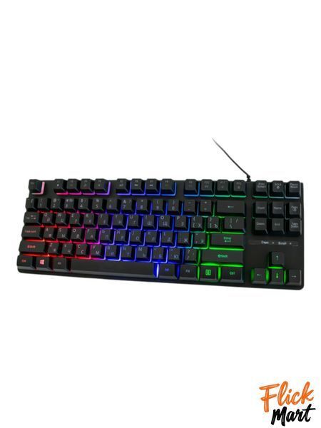Мембранна ігрова клавіатура TLK 8980 87 клавіш чорна з RGB-підсвіткою USB-підключення МТ8980370 фото