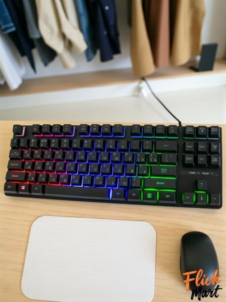 Мембранна ігрова клавіатура TLK 8980 87 клавіш чорна з RGB-підсвіткою USB-підключення МТ8980370 фото
