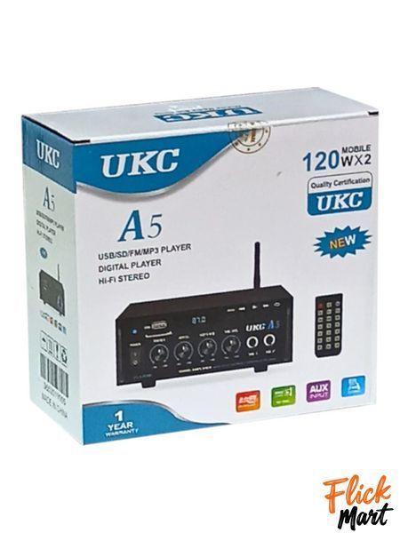 Усилитель звука с караоке и пультом UKC A5 Bluetooth USB/SD/AUX 2x120W  DT10262608 фото