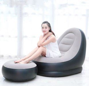 Надувное кресло диван с пуфом для отдыха на дачу AIR SOFA 9233 велюровое покрытие NT9233637 фото