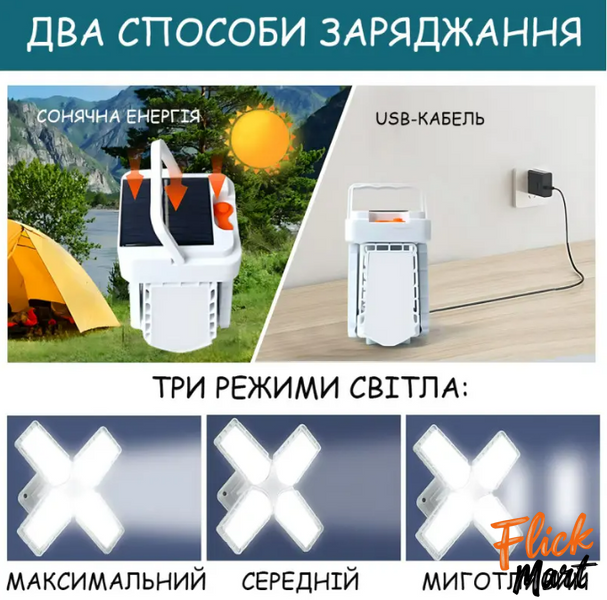 Фонарь-лампа кемпинговая с аккумулятором и солнечной панелью UKC BL 2030 TT2030207 фото