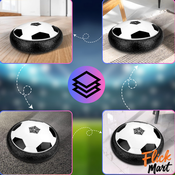 Интерактивный мяч для дома Hoverball с LED подсветкой и музыкой Аэрофутбол Черно-белый TC156 фото
