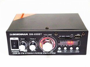 Підсилювач звуку Boschmann BM-699BT USB Блютуз 300W+300W 2х канальний D70054176 фото