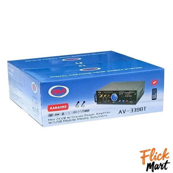 Підсилювач звуку BoschmannUSB FM MP3 караоке для двох мікрофонів Bluetooth 2x120W AV-339BT T339900 фото