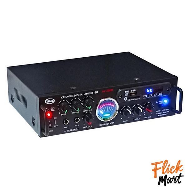 Підсилювач звуку BoschmannUSB FM MP3 караоке для двох мікрофонів Bluetooth 2x120W AV-339BT T339900 фото