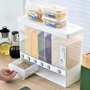 Кухонний органайзер для круп та сипучих продуктів з дозатором 10кг 6 відділень диспансер Happy Home IO6 TC106383 фото