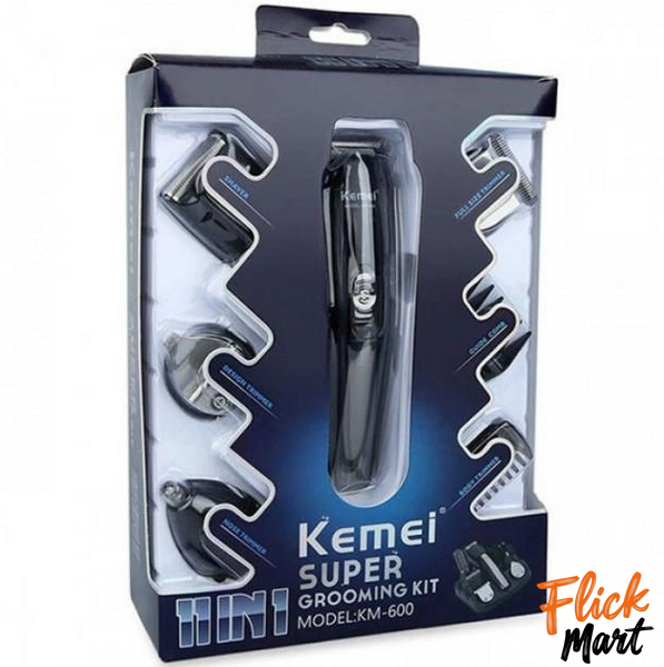 Машинка для стриження волосся тример Kemei KM-600 Super 11 в 1 Black D6014576 фото