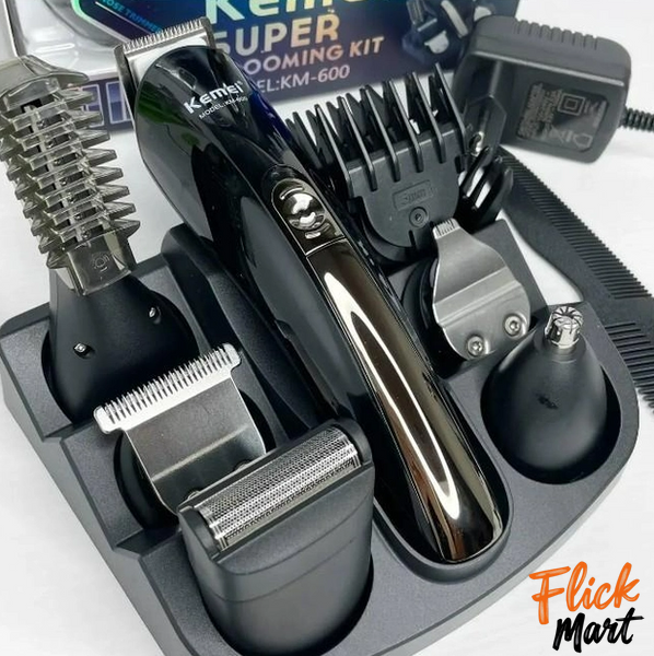 Машинка для стриження волосся тример Kemei KM-600 Super 11 в 1 Black D6014576 фото
