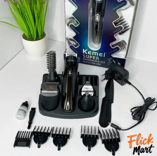 Машинка для стриження волосся тример Kemei KM-600 Super 11 в 1 Black D6014576 фото