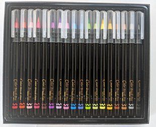 Акварельні маркери на водяній основі Aihao Brush pen у пластиковому контейнері 18 кольорів WB910 color brush pen N91018330 фото