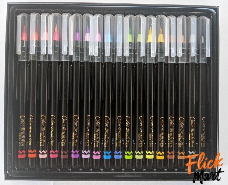 Акварельні маркери на водяній основі Aihao Brush pen у пластиковому контейнері 18 кольорів WB910 color brush pen N91018330 фото