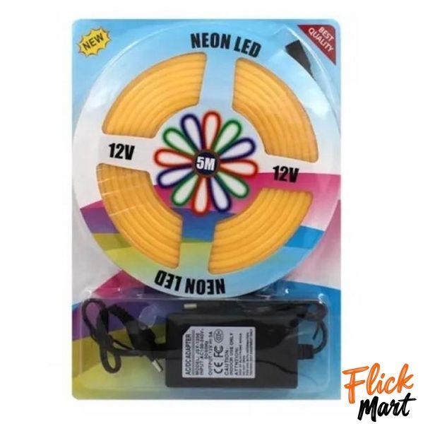 Светодиодная герметичная лента NEON LED 12В JL 2835-120 G IP65 с блоком питания 5м желтая TO283518601 фото