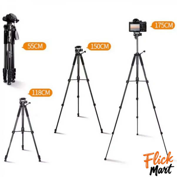 Штатив трипод профессиональный для камеры смартфона видеокамеры NeePho Tripod NP-8850 175 см Black/Черный NК777657680 фото