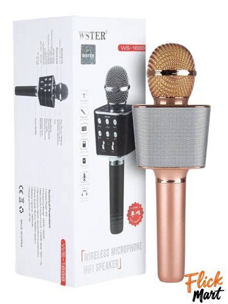 Мікрофон-караоке бездротовий bluetooth WSTER WS-1688 Рожевий WS1688278454 фото
