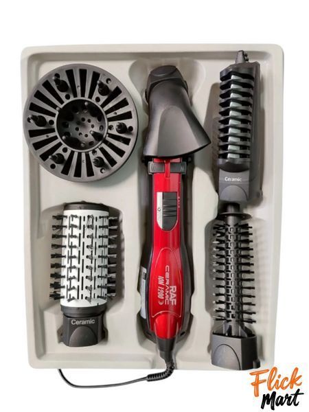 Фен-щітка що обертається стайлер гребінець для брашингу RAF R416 Pro Brush Ceramic з насадками 1200W D4164840 фото