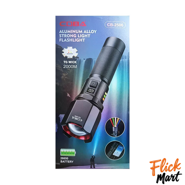 Ліхтарик ручний CB 2506 з PowerBank 5 режимів світла, акумуляторний LED Black MT2506540 фото