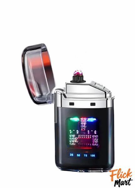 Зажигалка плазменная с двойной дугой с индикатором заряда RGB подсветкой электрическая Lighter D7330 Черная D73302101 фото