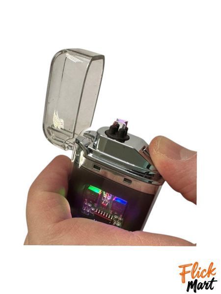 Зажигалка плазменная с двойной дугой с индикатором заряда RGB подсветкой электрическая Lighter D7330 Черная D73302101 фото