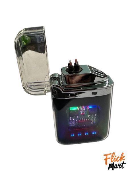 Зажигалка плазменная с двойной дугой с индикатором заряда RGB подсветкой электрическая Lighter D7330 Черная D73302101 фото